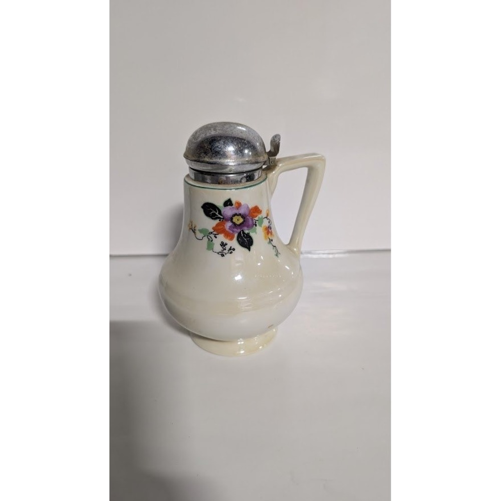 1940s Royal Rochester Royalite Floral Creamer Pitcher with Lid Vintage